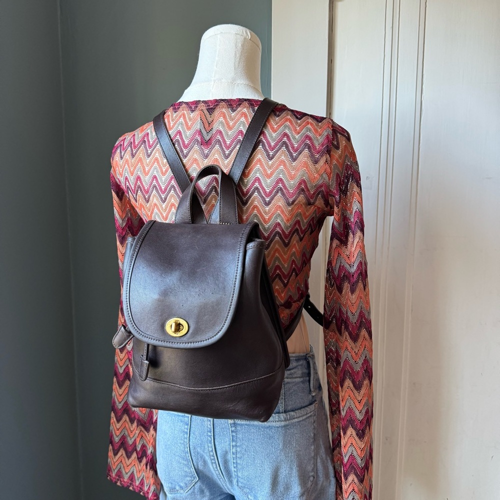 Vintage COACH Leather Backpack Dark Brown